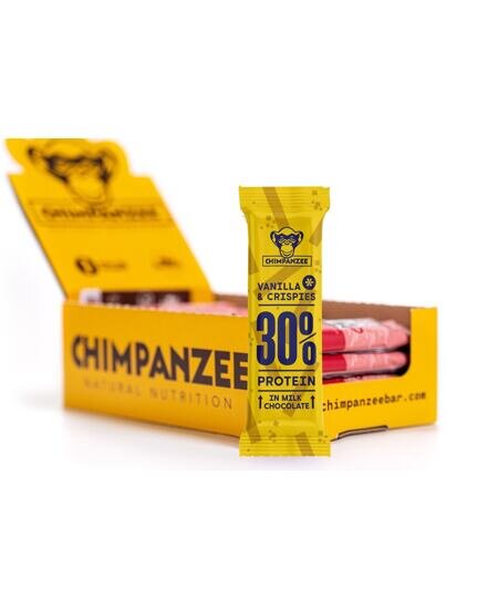 Chimpanzee 30% Protein Riegel 20er Box Vanilla & Crispies MHD 02-2025