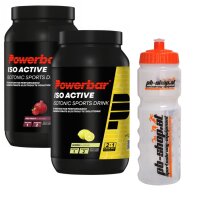 2 PowerBar Iso Active 1320g Dosen + 0,75lt Trinkflasche...