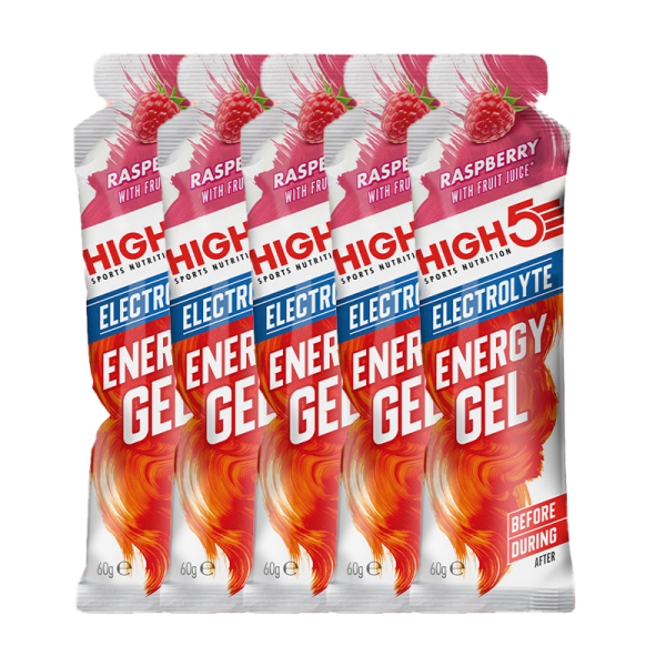 High5 Electrolyte Energy Gel 5er Pack Raspberry (Himbeere) MHD 03-2025