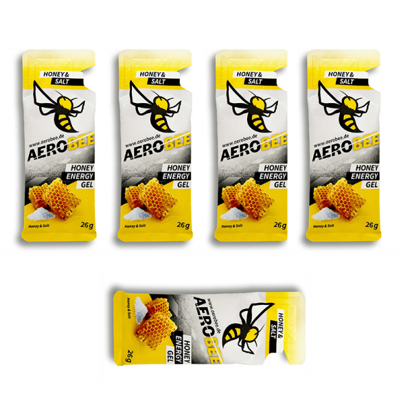 AEROBEE Energy Gel aus Honig CLASSIC 5er Pack Kakao & Guarana