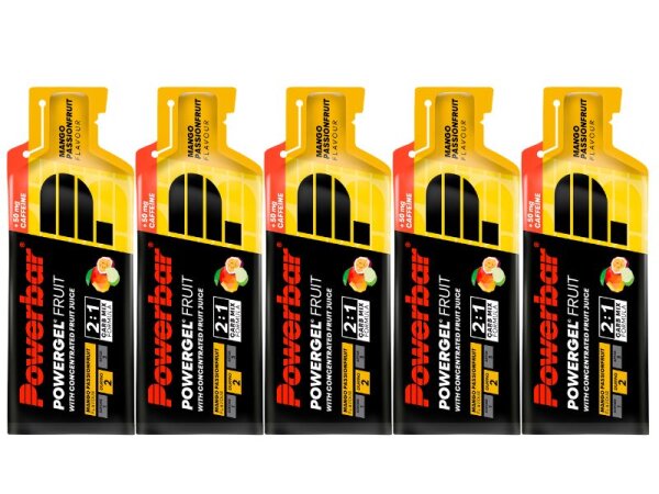 PowerBar Fruit Gel 5er Pack Mango Passion Fruit+Koffein