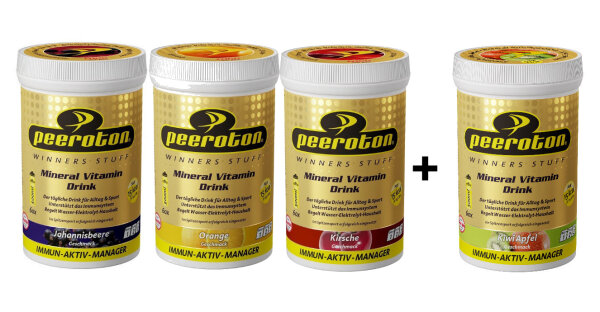 Peeroton Mineral Vitamin Drink 3+1 Dose Erdbeer-Rhabarber Mango-Papaya