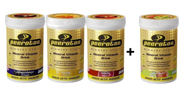 Peeroton Mineral Vitamin Drink 3+1 Dose Himbeer-Zitrone Ananas-Zitrone