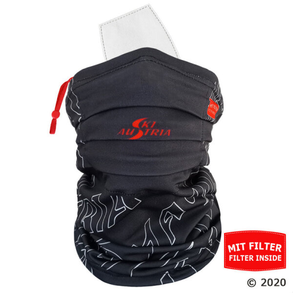 Ski Austria Schlauchschal mit integrierter Maske und Filter-Pads rot