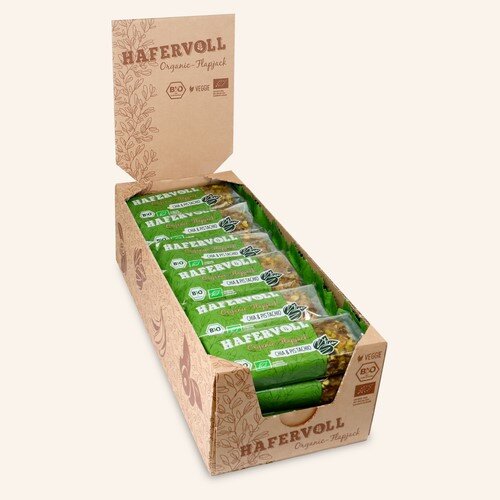 Hafervoll Organic Flapjack Riegel 18er Box Chia & Pistachio