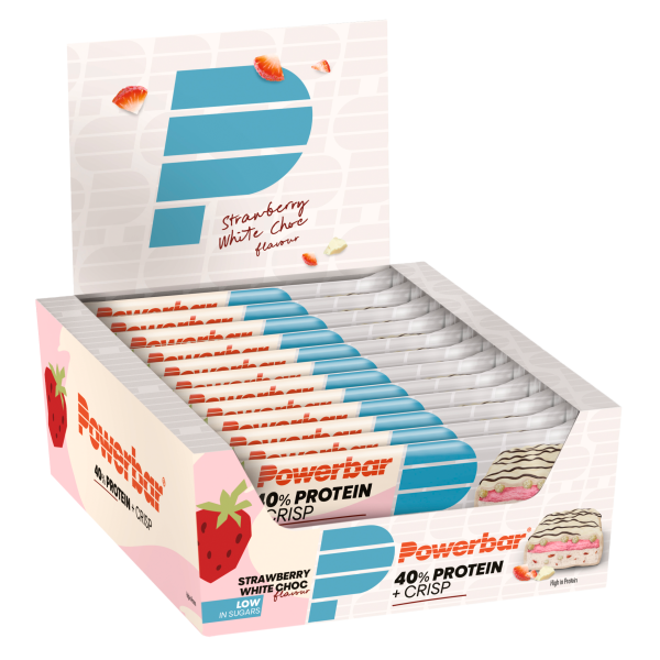 PowerBar 40% Protein+Crisp Riegel 12er Box Strawberry White Choc