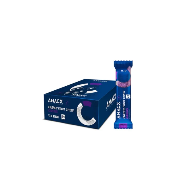 AMACX Energy Fruit Chew Gummiriegel 12er Box Schwarze Johannisbeere