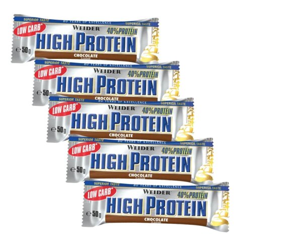 Weider 40% Low Carb High Protein Bar Riegel 5er Pack Schokolade