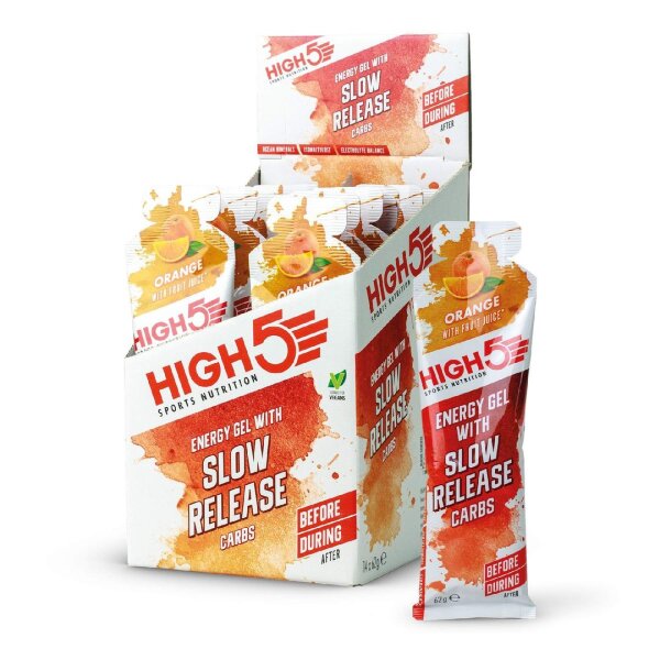 High5 Slow Release Energy Gel 14er Box Orange MHD 01-2025