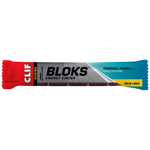 Clif Shot Energy Bloks Tropical Punch + Caffeine MHD 12-2024