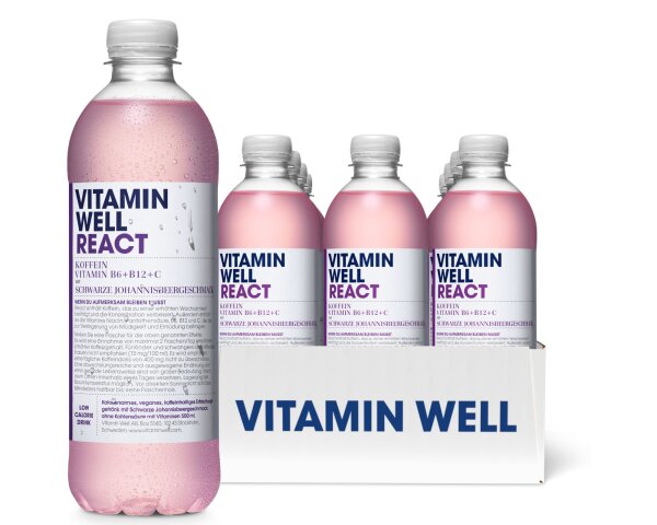 Vitamin Well Fertiggetränk 500ml 12er Tray React